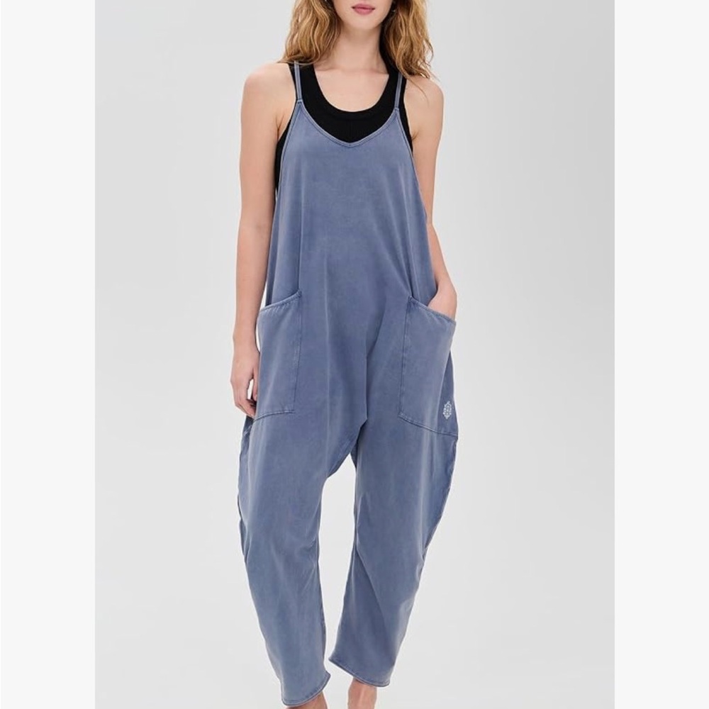 Free People Hot Shot Onesie Blue Jumpsuit